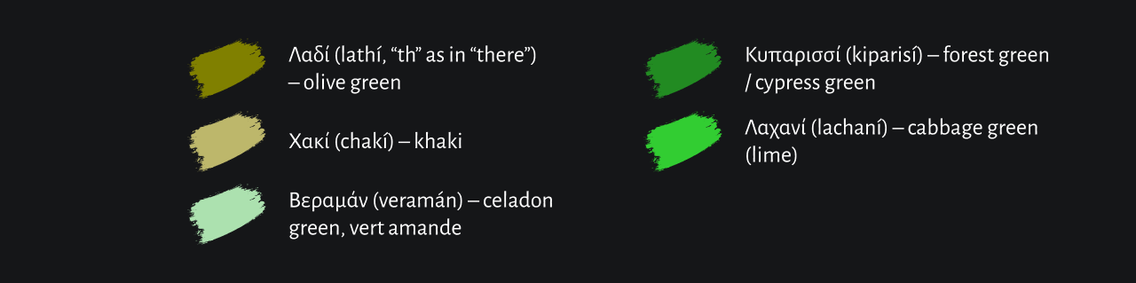 How to say green in Greek