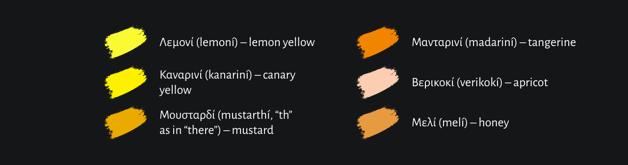 How to say yellow in Greek