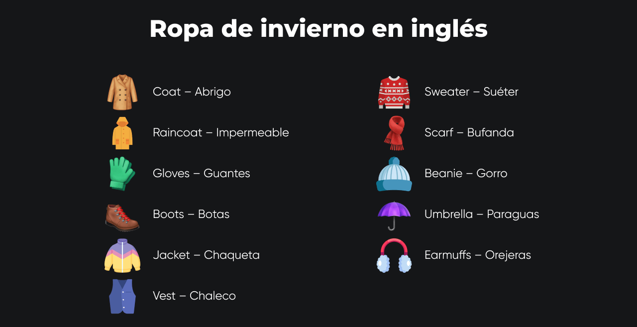 Ropa de invierno en inglés