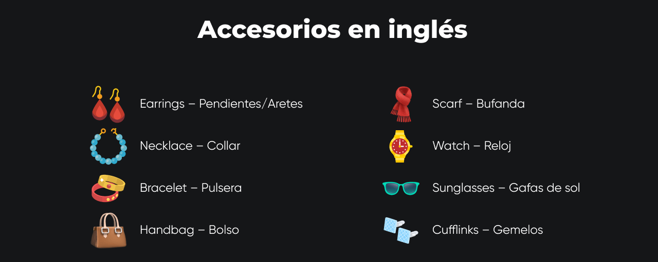 accesorios en inglés