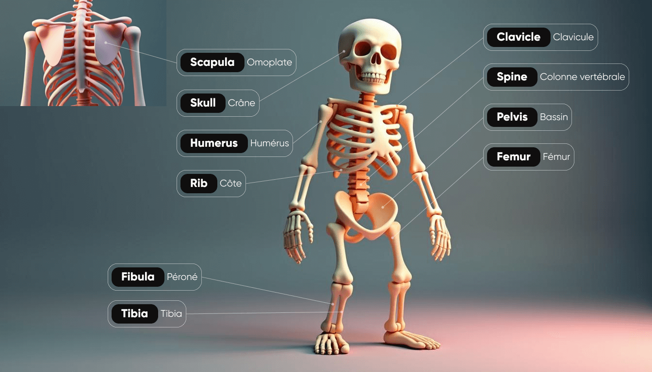 Le squelette humain en anglais
