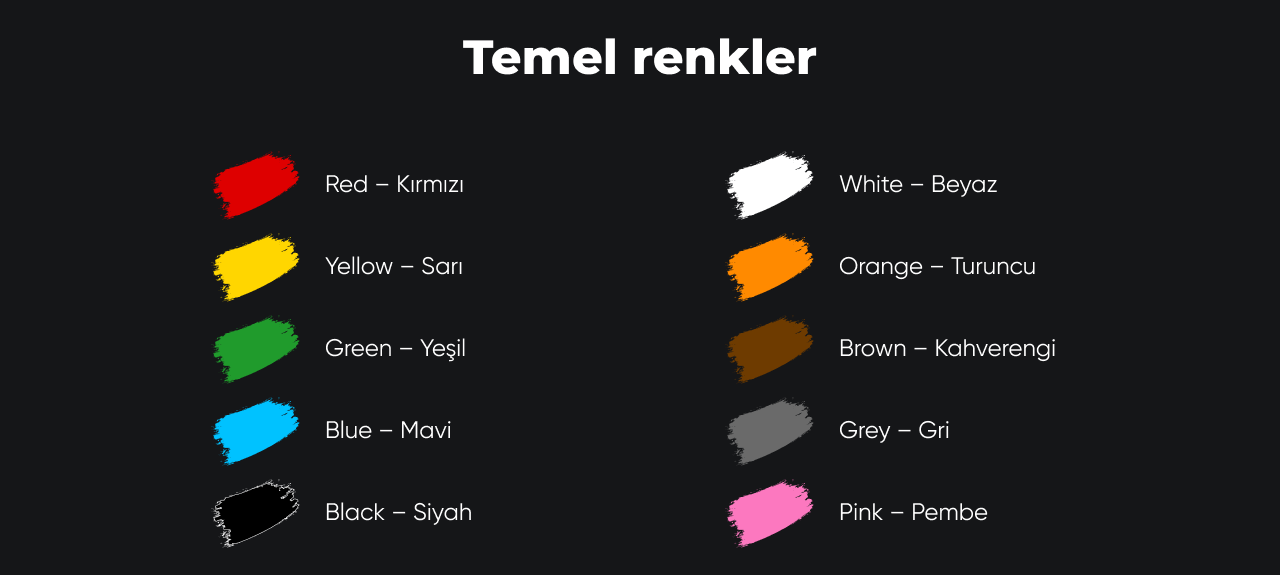 İngilizce renk isimleri