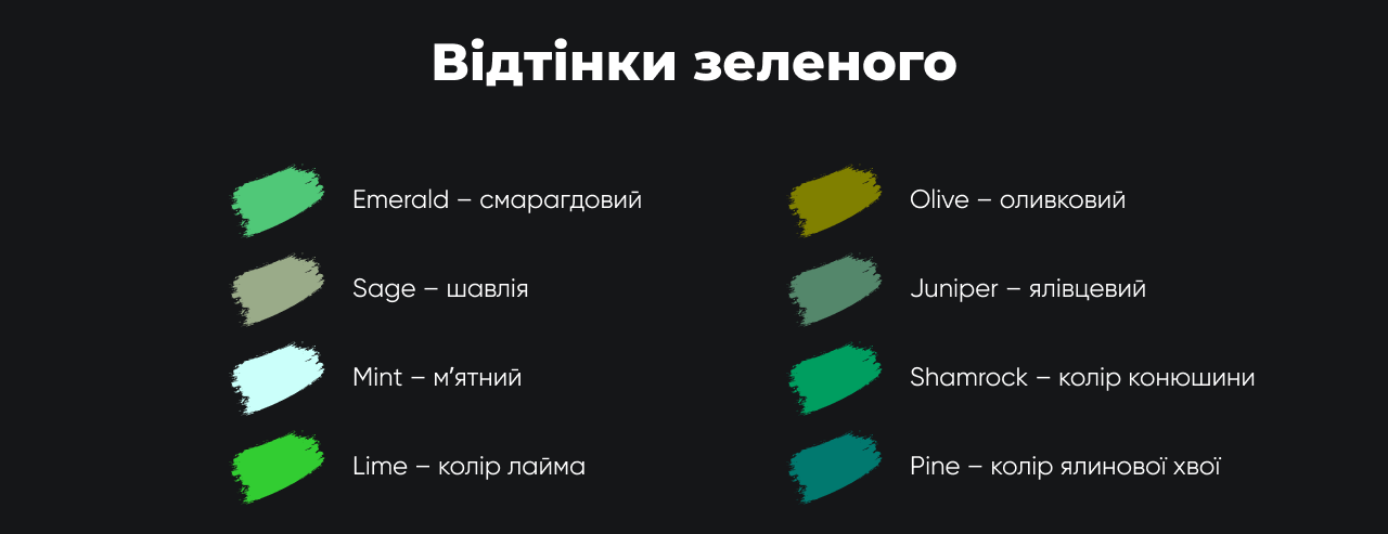 Відтінки зеленого